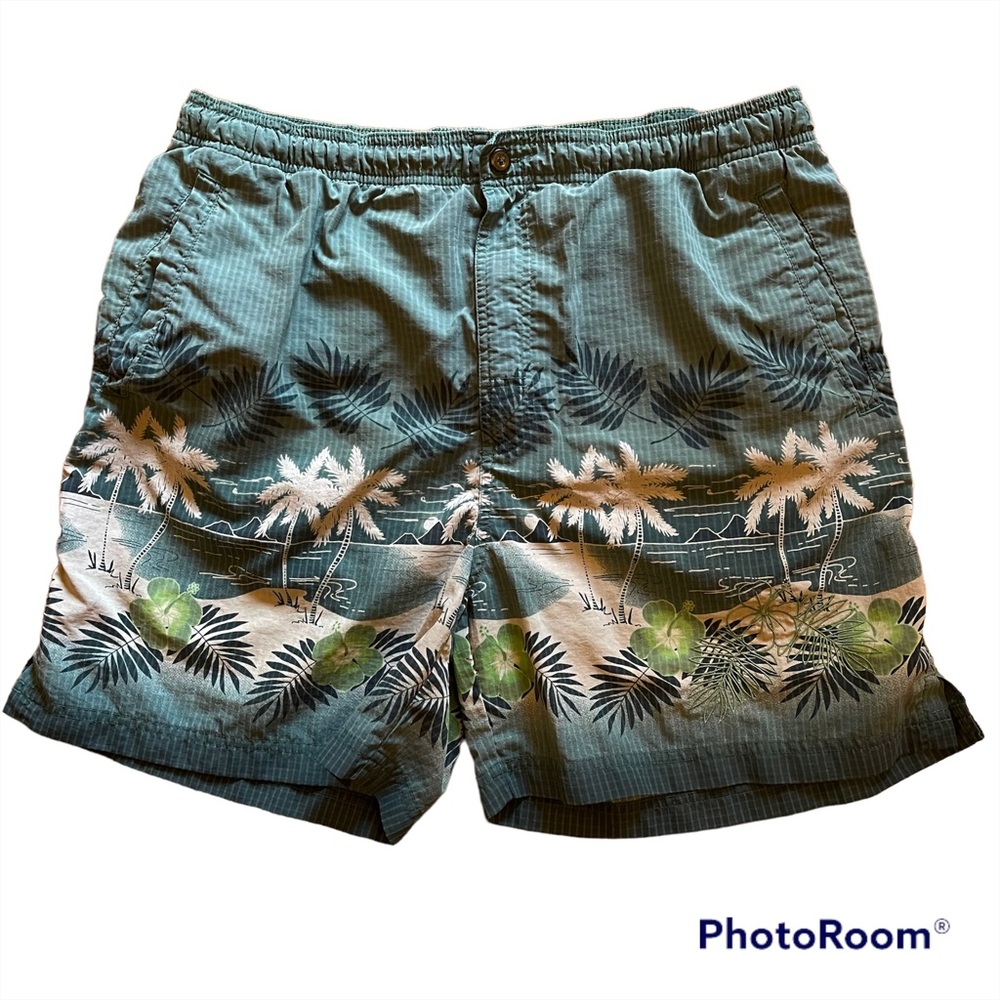 Tommy Bahama Mens Swim Trunks - Green Tropical Print - Size M